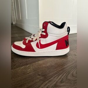 Nike Kids Court Borough Mid GS Shoes Red White 839977-103  Size 6Y
